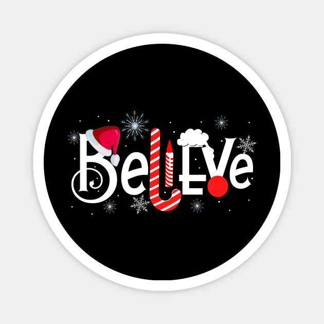 Believe in Santa Claus Hat Candy Candle Decor Christmas Gift Magnet by johnbbmerch